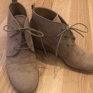 Franco Sarto tan suede ankle booties